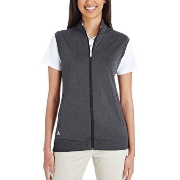 NWT Adidas club vest full zip black Heather fleece - Picture 5 of 9